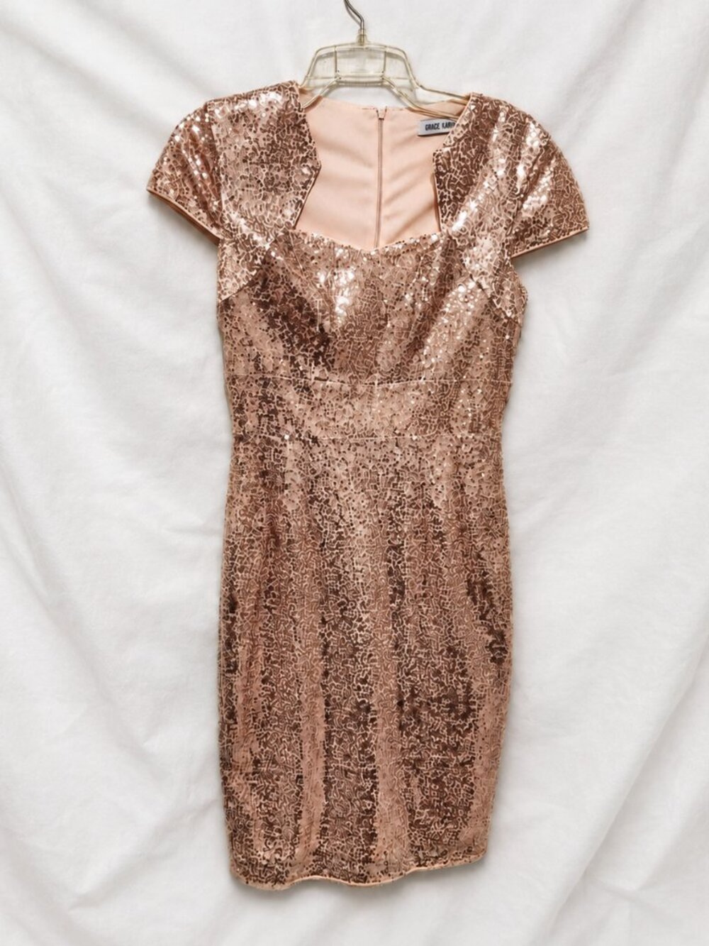 Grace Karin Rose Gold Sequin Bodycon Cocktail Dress Size Small